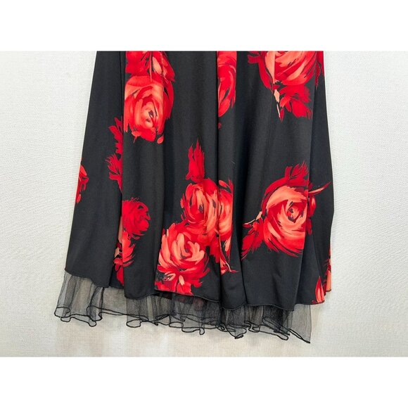 Womens Halter Midi Dress Size M Black Red Sexy Open Back Party Y2K - Picture 3 of 10